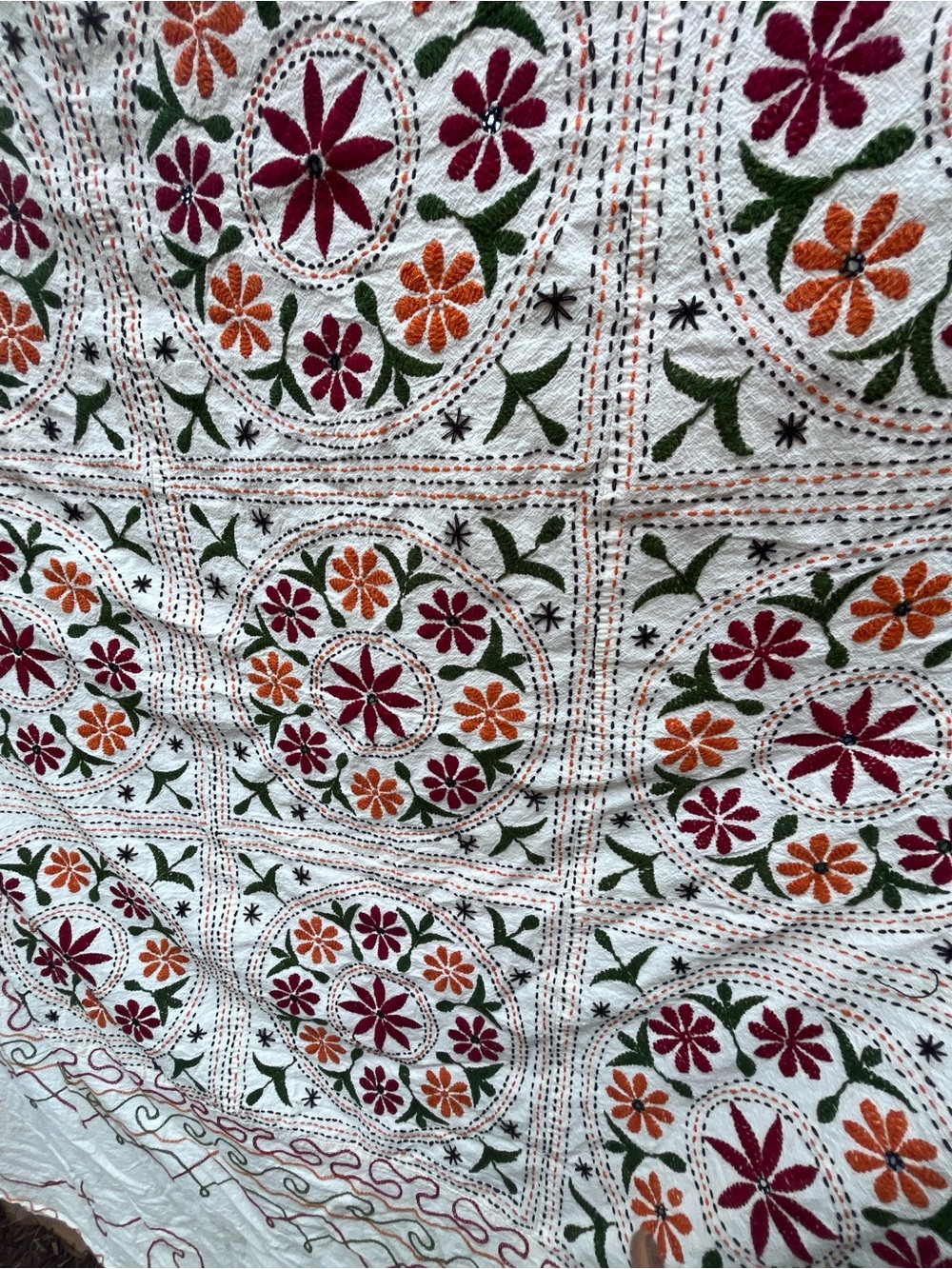 Boho Authentic Hand Embroidered Suzani Kantha Bedspread / Wall hanging